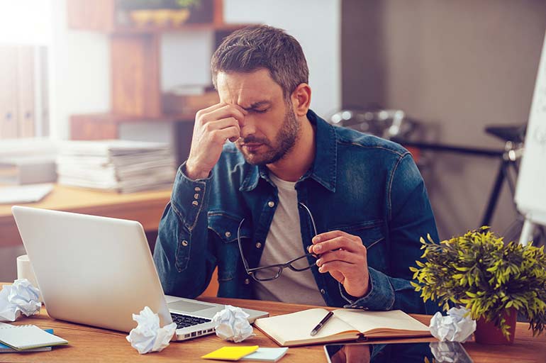 Man who feels anxious, depressed, and stressed