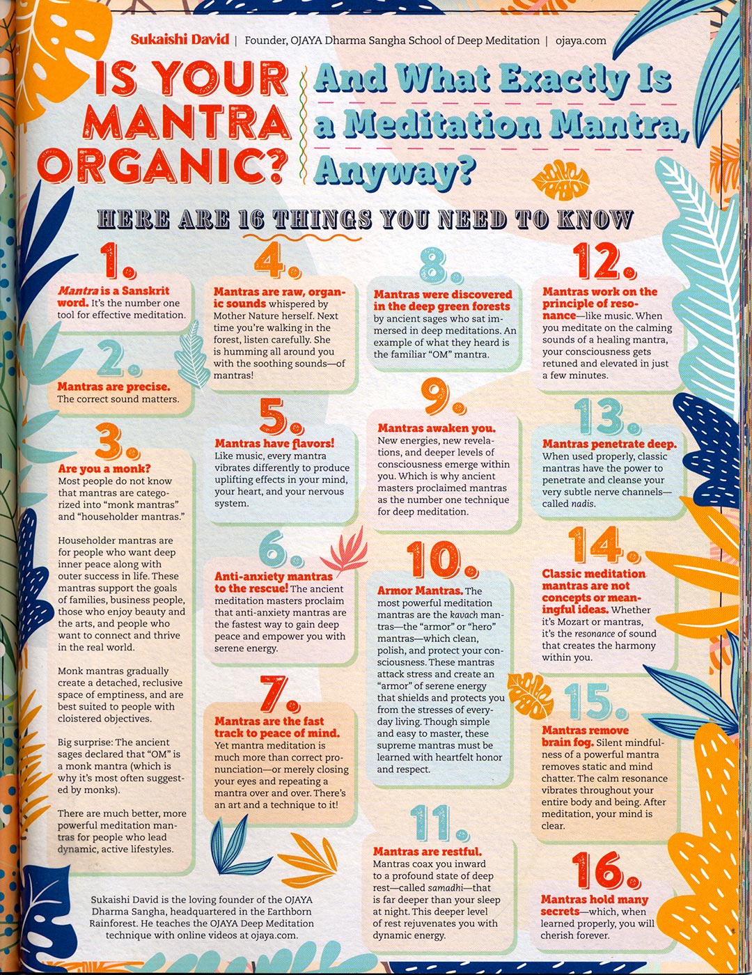Mantra Magazine article by Sukaishi David